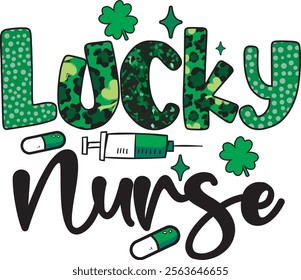 St.Patrick's Irish Lucky Nurse T-Shirt Design