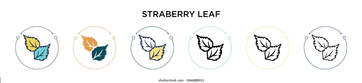 Straberry leaf icon in filled, thin line, outline and stroke style. Vector illustration of two colored and black straberry leaf vector icons designs can be used for mobile, ui, web