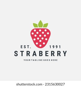 Straberry logo vector icon illustration hipster vintage retro .