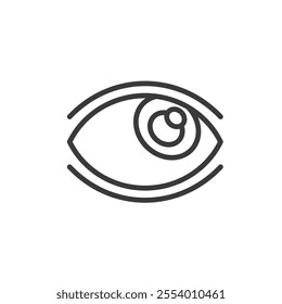 Strabismus, eye misalignment, icon in line design. Strabismus, misalignment, squint, binocular, alignment on white background vector. Strabismus, eye misalignment editable stroke icon