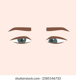 Strabismus eyes. Esotropia, amblyopia. Vector isolated illustration