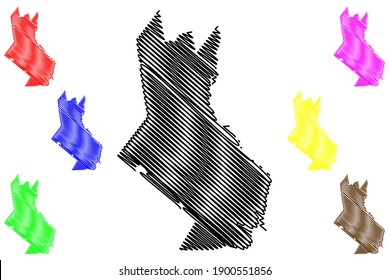 Strafford County, New Hampshire (U.S. county, United States of America) map vector illustration, scribble sketch map