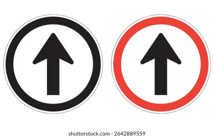 Straight Ahead Arrow Traffic Sign Vector – Forward Direction Symbol