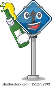 Straight ahead sign  with beer cartoon 