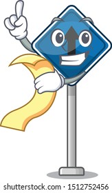 Straight ahead sign with menu mascot