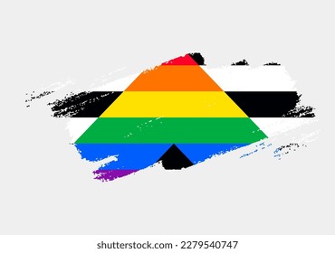 Straight Ally Flag painted with brush on white background. LGBT rights concept. Modern pride parades poster. Vector illustration