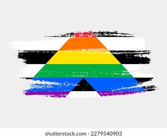 Bandera del Aliado recto pintada con pincel sobre fondo blanco. Concepto de derechos LGBT. Afiche de los modernos desfiles del orgullo. Ilustración del vector