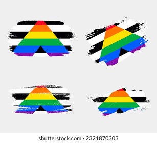 Straight Ally Flag painted with brush on white background. LGBT rights concept. Modern pride parades poster. Vector illustration	
