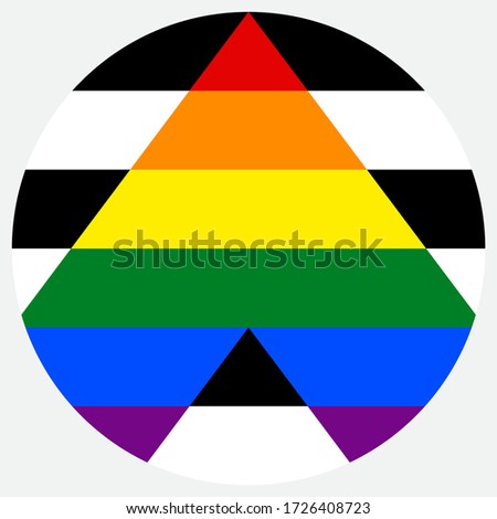 Straight Ally Flag,, round shape icon on white background