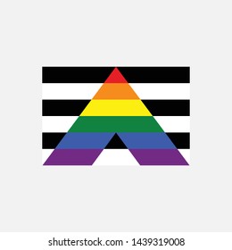 Straight ally flag symbol vector icon. LGBTQ symbol Isolated on white background