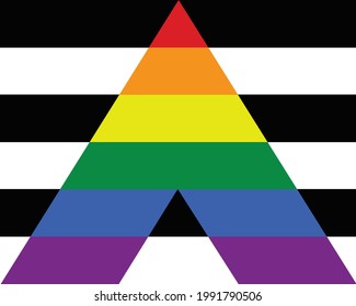 Straight Ally Flag Vector Illustration. Straight Ally Pride Flag Icon.