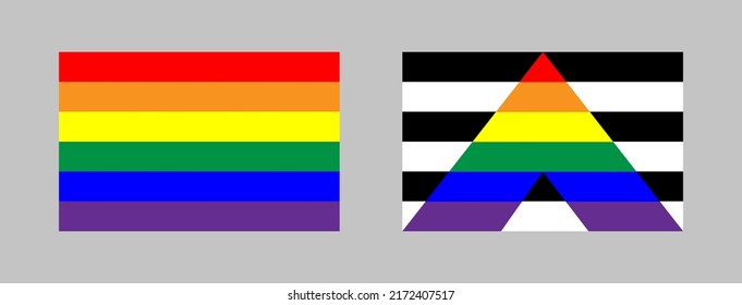 Straight Ally And LGBTQ Pride Flags In Vector Isolated