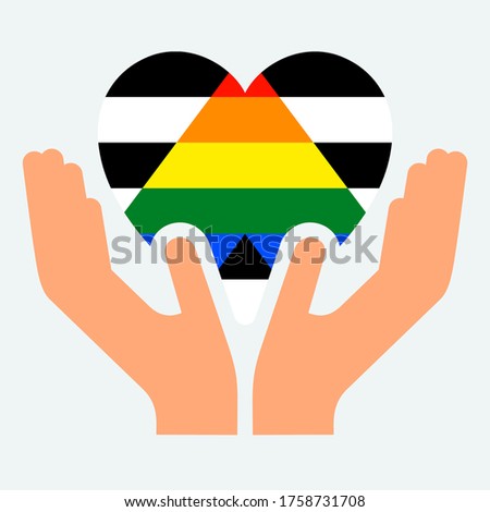 Straight Ally pride flag, in heart shape icon on white background, vector illustration