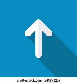 Up Straight Arrow Icon. Modern Design Flat Style Icon With Long Shadow Effect