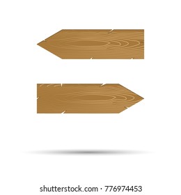 Straight arrow points in different directions. Arrow point left and arrow right board. Vector illustration