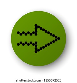 Straight arrow ribbon button. Direction right banner shape. Trend arrow stripe form flat icon. Index location button. Pointer position. Vector simple arrows