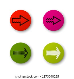 Straight arrow ribbon button. Direction right banner shape. Trend arrow stripe form flat icon. Index location button. Pointer position. Vector simple arrows