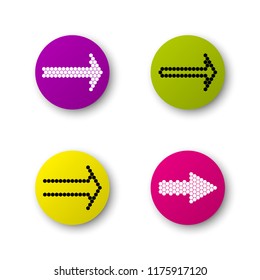 Straight arrow ribbon button. Direction right banner shape. Trend arrow stripe form flat icon. Index location button. Pointer position. Vector simple arrows