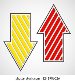 Straight arrow ribbon button. Direction right banner shape. Trend arrow stripe form flat icon. Index location button. Pointer position. Vector simple arrows
