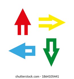 Straight arrow ribbon sign. Direction right shape. Trend arrow stripe form flat icon. Index location button. Pointer position. simple arrows