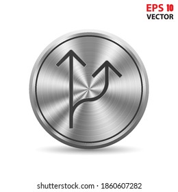 Straight arrow sign icon in 3D button. Eps 10 vector illustration.