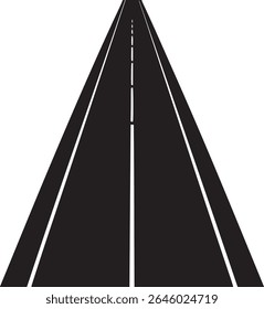 Straight asphalt road vector with clean dashed center line art.