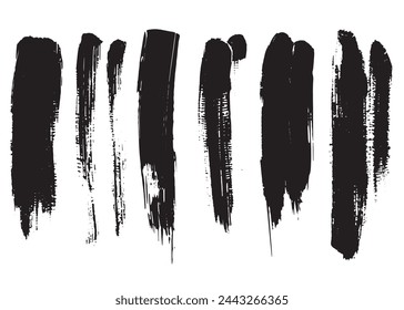 Straight Black Brush Strokes Set