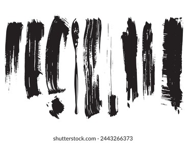 Straight Black Brush Strokes Set