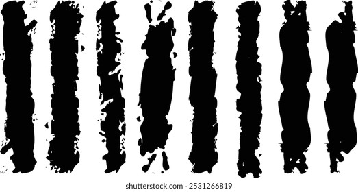 Straight Black Brush Strokes Set. Black isolated paintbrush collection. Brush stroke paint isolated on white background. Brush Strokes Set
