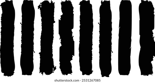 Straight Black Brush Strokes Set. Black isolated paintbrush collection. Brush stroke paint isolated on white background. Brush stroke