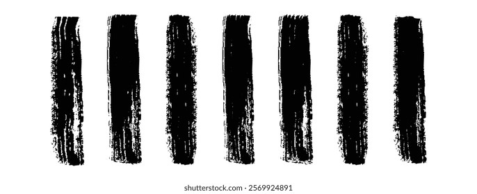  Straight Black Brush Strokes Set. Vector brush stroke. Paintbrush Collection. Modern textured shape. brush drawn.