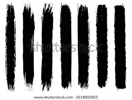 Straight Black Brush Strokes Set. Grunge Paint stripe. Vector grungy paint brush strokes collection. Black paint spots vector for design.	