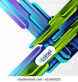 Straight blue and green lines vector abstract background