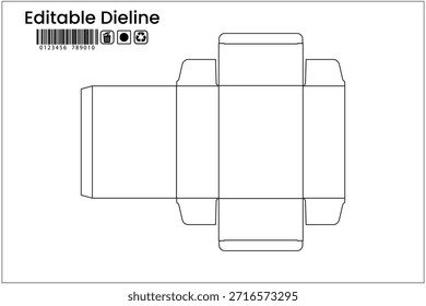 Vector de Plantilla de embalaje Dieline de caja recta.