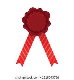 Straight Bright Red Ribbons With Empty Rosette In The Center Vector Illustration