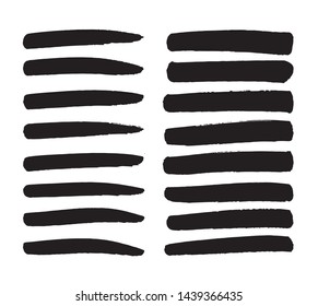 Straight brush marker strokes. Design elements.