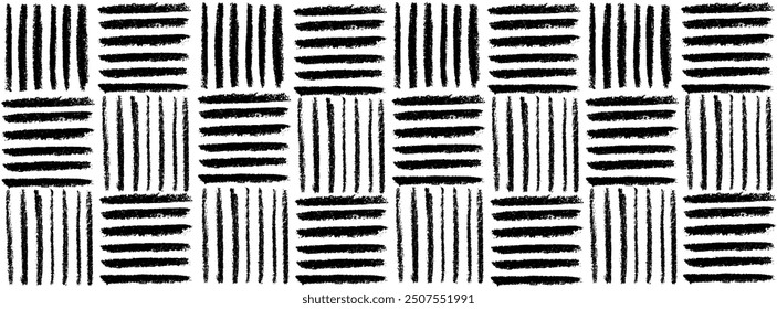Straight brush strokes and bold lines. Simple Hand drawn grunge brush strokes print. charcoal texture. Dashes or thick lines. dry brush vector grid.S