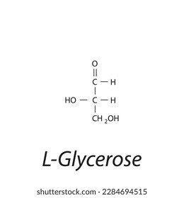 Straight chain form chemical structure of L-Glycerose sugar. Scientific vector illustration on white background.