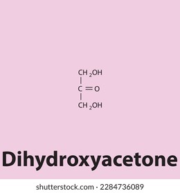 Geringe Kette bildet chemische Struktur von Dihydroxyaceton-Zucker. Wissenschaftliche Vektorgrafik auf rosafarbenem Hintergrund.