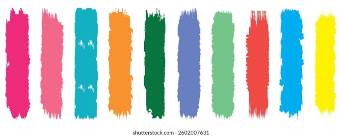  Straight coloring Brush Strokes, with brush strokes, brushes, lines, frames, box, grungy set .Calligraphy straight smears, stamp, lines. Vector illustration on stock .
