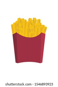 Straight and curly french fries in a single paper container.