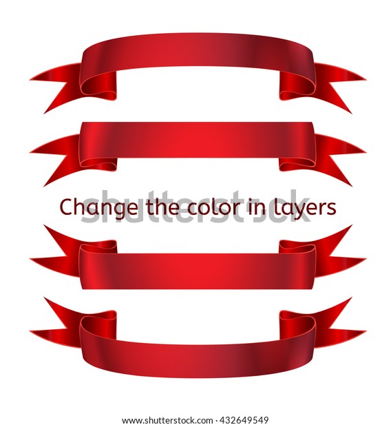 Straight Curved Red Ribbons Stock Vector (Royalty Free) 432649549 ...