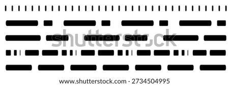 Straight dash line set. Pencil borders design, underline symbols, dot pattern icon, section stripe elements, pencil dash underline collection