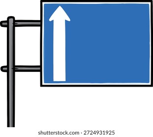 Flecha de dirección recta en la señal de tráfico azul