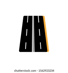straight double asphalt road flat image vector illustration