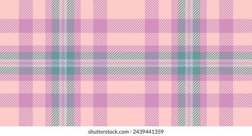 Straight fabric pattern plaid, shabby vector textile texture. Craft tartan background seamless check in light and pink color.