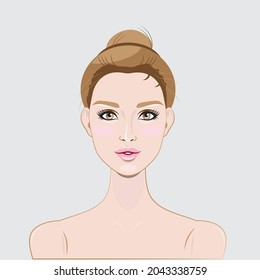 straight face of a beautiful woman