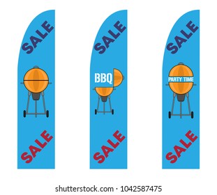 Straight Feather Flags for BBQ Party Sale. All the objects are in different layers and the text types do not need any font. 