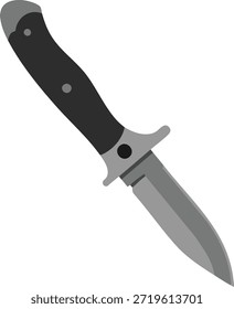 Ein gerades feststehendes Messer mit dunklem Griff in Seitenansicht.