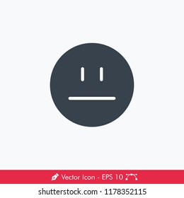 Straight Flat Face Emoji (Emoticon) Icon / Vector